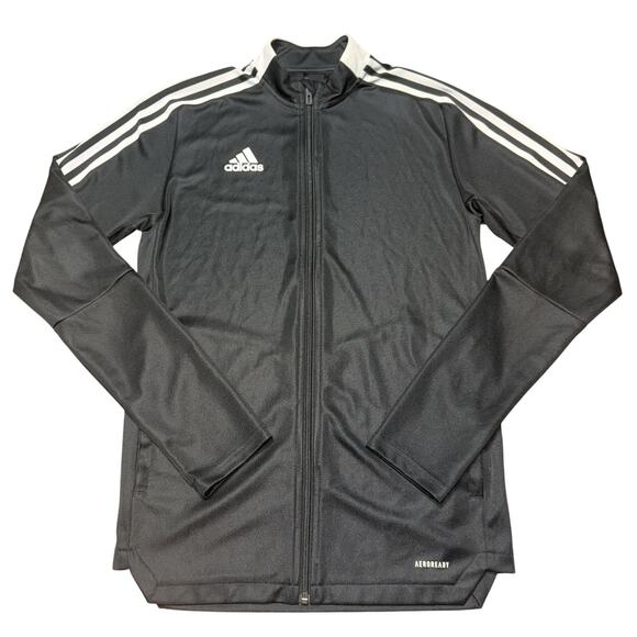 Adidas Jacket Mens Small Black White AEROREADY Primegreen Full Zip Three Stripes - Picture 2 of 14